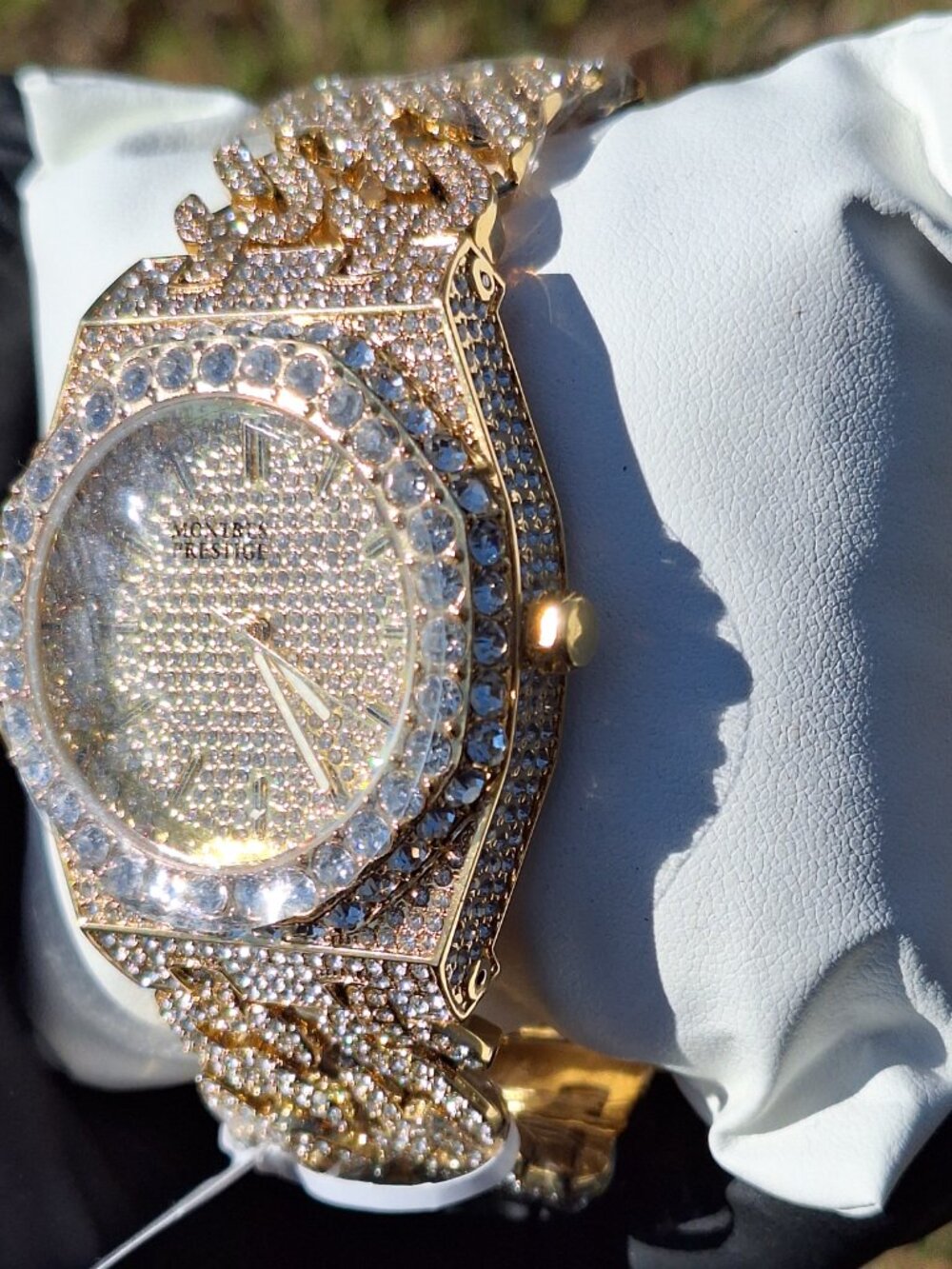 🔥 Iced Out Montres Prestige X Invicta Men's Watch 42mm Gold Quartz Pave Crystal - Picture 2 of 4